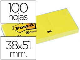3 blocs de 100 notas adhesivas quita y pon Post-it 38x51 mm recicladas amarillo